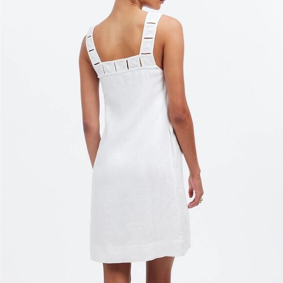 Madewell Embroidered Tank Mini Dress in Linen‎ Womens Size 2 White - Picture 4 of 10